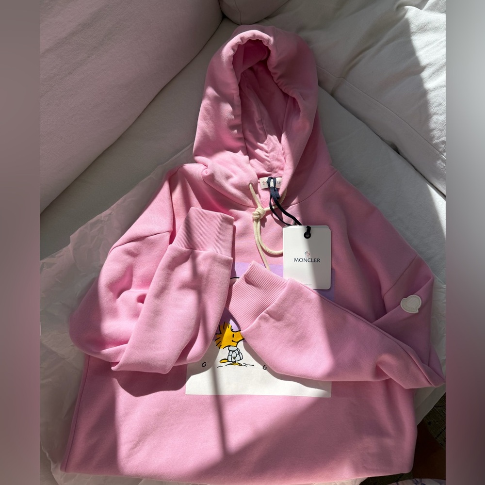 Moncler Pink Hoodie with Cartoon Graphic
